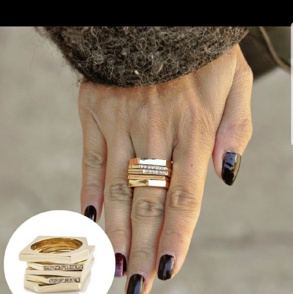 Gold Modern Stackable Rings - Picture 3 of 3